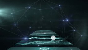 Network of digital icons and data processing against composition and man wearing vr headset. Global connections data processing and digital interface concept digitally generated video. - Powered by Shutterstock - Get 15% off with code: PIKWIZARD15