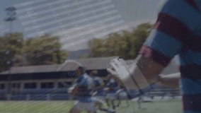 Animation of data processing over diverse rugby players on pitch. Global sports, competition and data processing concept digitally generated video. - Powered by Shutterstock - Get 15% off with code: PIKWIZARD15