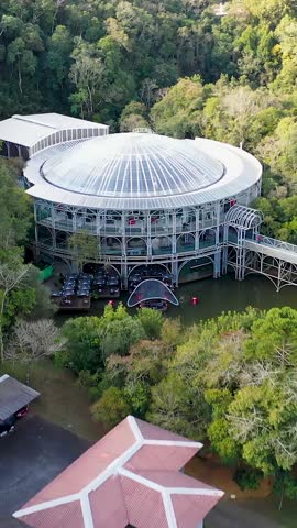 Aerial landscape of Curitiba Brazil. Leisure park at downtown of capital city of brazilian Parana state. Travel destinations.
