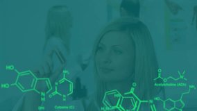 Animation of data processing and chemical formula over caucasian female scientist. global science, computing and digital interface concept digitally generated video. - Powered by Shutterstock - Get 15% off with code: PIKWIZARD15