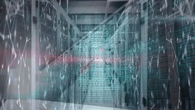 Animation of data processing and screens of network of connections against computer server room. Global networking and business data storage technology concept - Powered by Shutterstock - Get 15% off with code: PIKWIZARD15