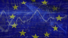 Animation of padlock, data processing and flag of eu. Global finance, business, european union and data processing concept digitally generated video. - Powered by Shutterstock - Get 15% off with code: PIKWIZARD15