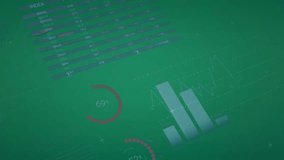 Digital animation of neon ticking clock and statistical data processing against green background. business analytics and data technology concept - Powered by Shutterstock - Get 15% off with code: PIKWIZARD15