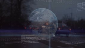 Animation of binary coding, statistics and data processing over globe. Global business, finances, computing and data processing concept digitally generated video. - Powered by Shutterstock - Get 15% off with code: PIKWIZARD15