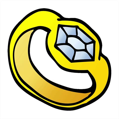 Simple looping animated vector gradient illustration cartoon diamond ring