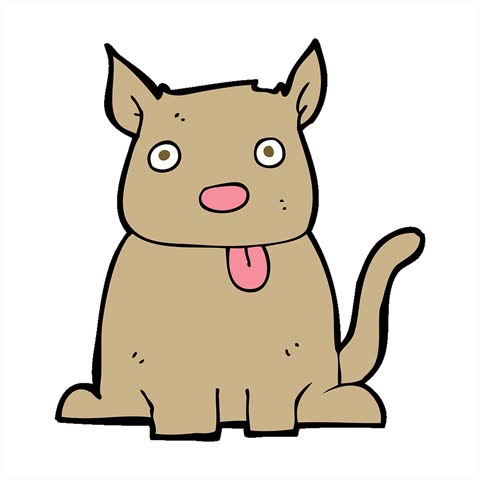 Simple looping animated cartoon dog sticking out tongue