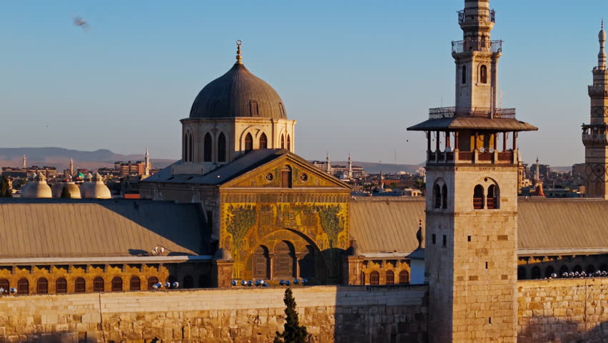 4K drone video of the Umayyad Mosque in Damascus.