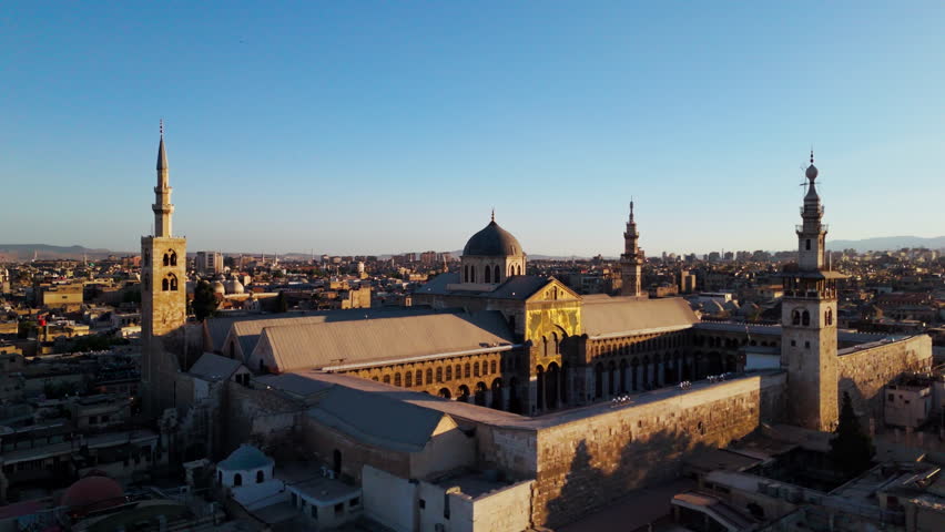 4K drone video of the Umayyad Mosque in Damascus.