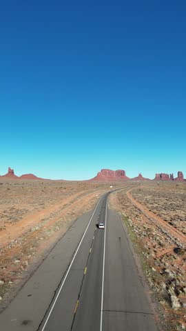 Iconic Road to Monument Valley Aerial, Vertical 4K