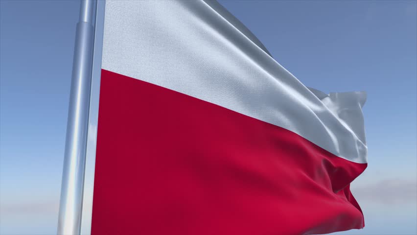 Poland Flag Background Broadcast Ready 4K