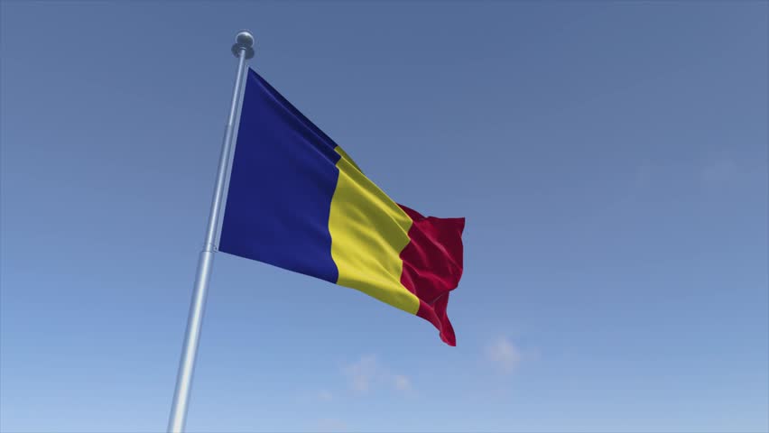 Romania Flag Background Broadcast Ready 4K