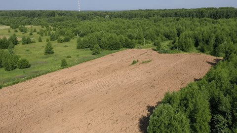 Drone Rotating above Agricultural Field Kolomna