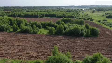 Aerial Drone Orbit over Agricultural Field Kolomna
