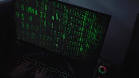 Developer Coding Matrix Style Binary Script on Desktop Monitor, Cybersecurity Hacker Background with Scrolling Green Digital Code - Powered by Shutterstock - Get 15% off with code: PIKWIZARD15