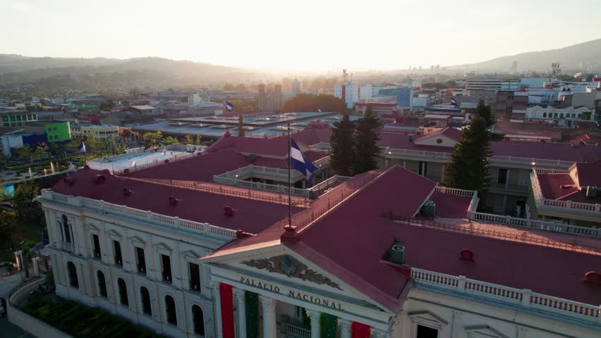 National Palace at Sunset, Historic Architecture Bathed in Golden Light