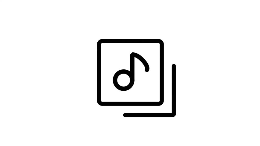 Music notes and playlist folder icon animation representing digital audio library and media file management.
