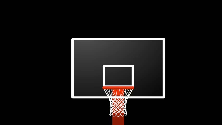 Basketball ball going through hoop net on a basketball arena. Field Goal Basketball hoop animation.