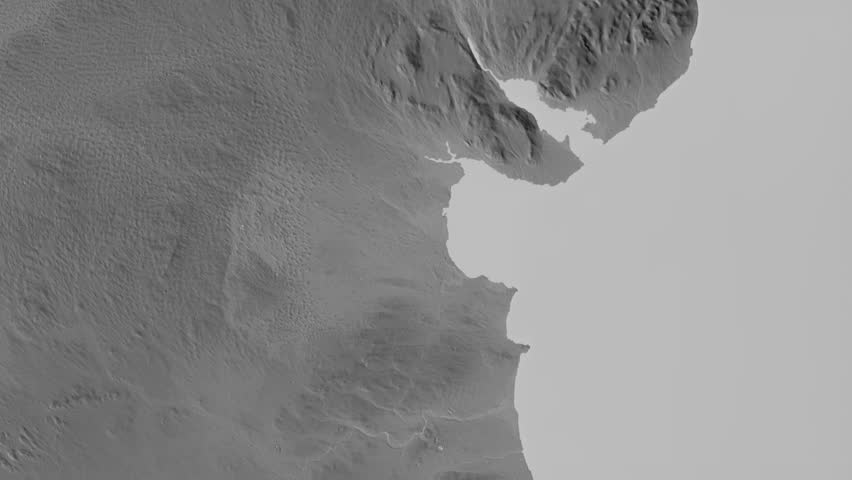 Louth region, Ireland, extruded. Grayscale map