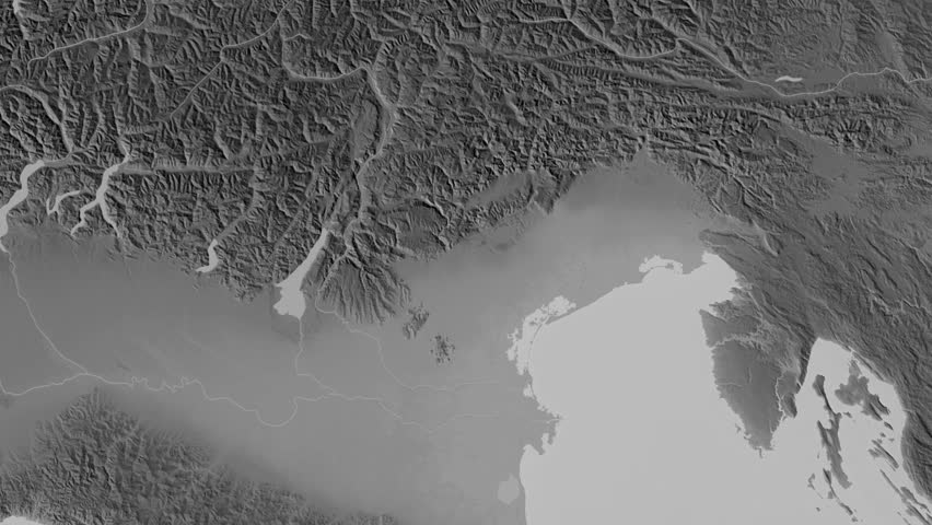 Veneto region, Italy, extruded. Grayscale map