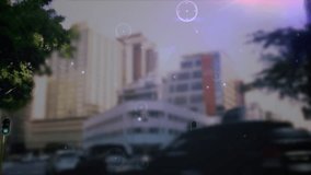 Animation of network of connections over cityscape. global connections, data processing and technology concept digitally generated video. - Powered by Shutterstock - Get 15% off with code: PIKWIZARD15