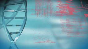 Animation of data processing over 3d dna strand spinning. global science, computing, data processing and digital interface concept digitally generated video. - Powered by Shutterstock - Get 15% off with code: PIKWIZARD15