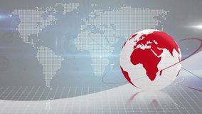 Animation of network of connections with icons over globe and world map on grey background. Global connections, computing and digital interface concept digitally generated video. - Powered by Shutterstock - Get 15% off with code: PIKWIZARD15