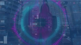 This video features animation of financial data and graphs over a cityscape. - Powered by Shutterstock - Get 15% off with code: PIKWIZARD15