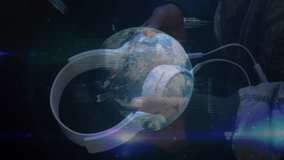 Animation of data processing over globe. Global business and digital interface concept digitally generated video. - Powered by Shutterstock - Get 15% off with code: PIKWIZARD15