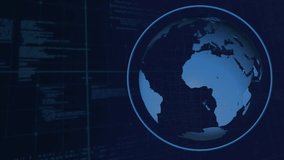 Animation of spinning globe and data processing against blue background. Global networking and business technology concept - Powered by Shutterstock - Get 15% off with code: PIKWIZARD15