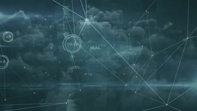 Animation of network of connections with numbers over globe, sky and clouds. global connections, networks and digital interface concept digitally generated video. - Powered by Shutterstock - Get 15% off with code: PIKWIZARD15