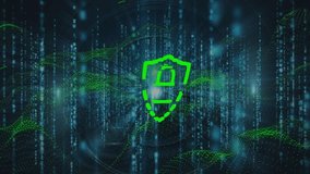 Animation of digital padlock and green lines over data processing on navy background. Global network, computers, data processing and technology concept digitally generated video. - Powered by Shutterstock - Get 15% off with code: PIKWIZARD15