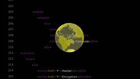 Digital animation of globe of network of connections and data processing against dark background. Mathematical equations technology and digital interface concept digitally generated video. - Powered by Shutterstock - Get 15% off with code: PIKWIZARD15