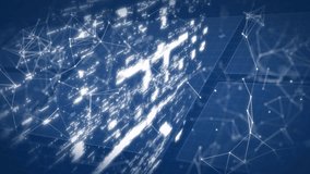 Glitching holographic fingerprint shield icon floating over blue grid and data rings linking nodes. Futuristic, cybersecurity, digital, network, technology, interface, data - Powered by Shutterstock - Get 15% off with code: PIKWIZARD15