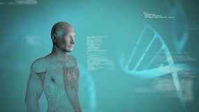 Animation of scientist data processing and dna strand over grey background. global science, connections, data processing and digital interface concept digitally generated video. - Powered by Shutterstock - Get 15% off with code: PIKWIZARD15