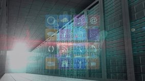 Animation of data processing and media icons over server room. global technology and digital interface concept digitally generated video. - Powered by Shutterstock - Get 15% off with code: PIKWIZARD15