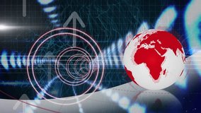 Animation of globe over scope scanning and data processing. Global communication technology digital interface and data sharing concept digitally generated video. - Powered by Shutterstock - Get 15% off with code: PIKWIZARD15