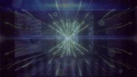 Animation of red graph moving and glowing light trails over data processing against blue background. Computer interface and business technology concept - Powered by Shutterstock - Get 15% off with code: PIKWIZARD15