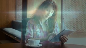 Animation of network of connections over businessman using tablet. Global education technology data processing and connections concept digitally generated video. - Powered by Shutterstock - Get 15% off with code: PIKWIZARD15