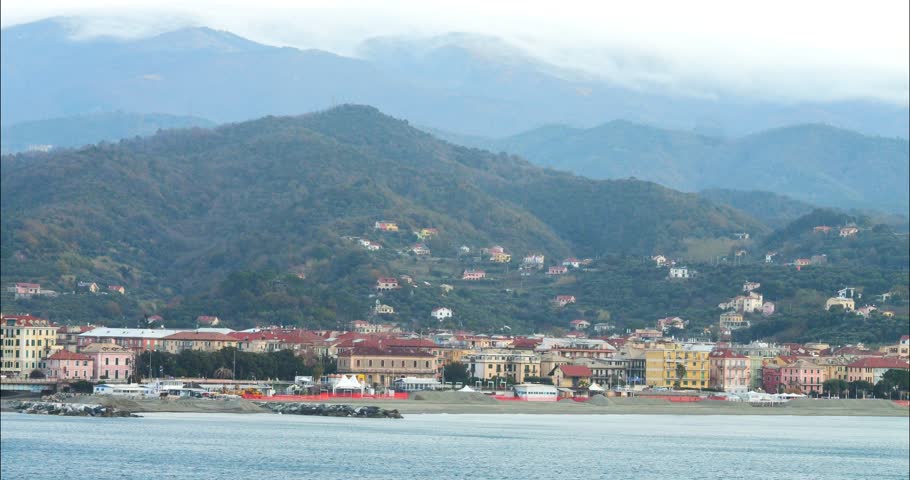 Landscape of the coast of Naples and the city in the backroom