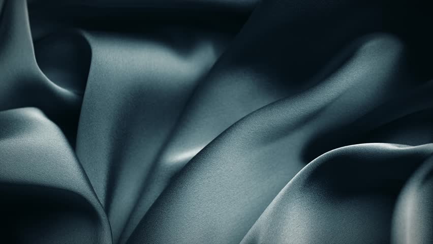 Satin backdrop, Dark blue grey color silk background, texture of beautiful black satin fabric close-up. Abstract smooth backdrop. Rotating, slow motion.