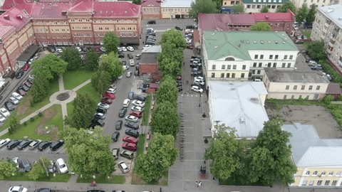 Drone Flying above City Streets Podolsk