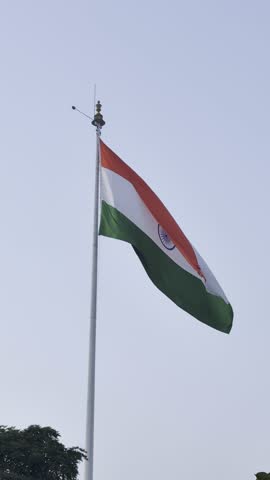 Indian National Flag Tricolour Tiranga Waving In Sky