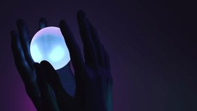 Silhouetted hands cradle a glowing orb emitting blue and pink hues set against a dark ambient background creating a mysterious and artistic futuristic scene - Powered by Shutterstock - Get 15% off with code: PIKWIZARD15