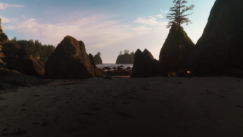 Stunning Golden Hour At Washingtons Coastline
