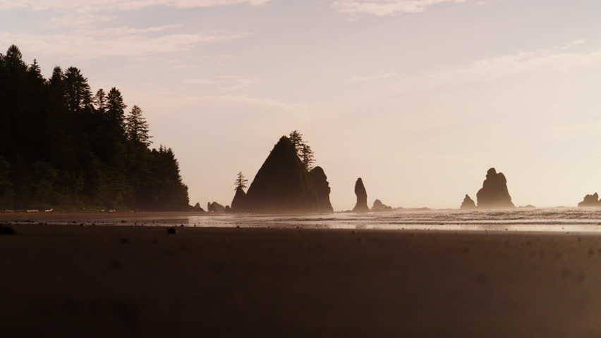 Stunning Golden Hour At Washingtons Coastline