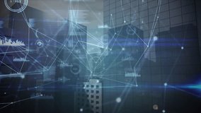 Animation of network of connections over cityscape. global connections, data processing and digital interface concept digitally generated video. - Powered by Shutterstock - Get 15% off with code: PIKWIZARD15