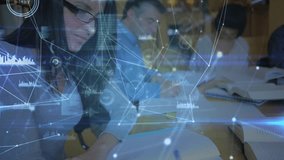 Animation of network of connections over diverse students at university. Global education, connections and digital interface concept digitally generated video. - Powered by Shutterstock - Get 15% off with code: PIKWIZARD15