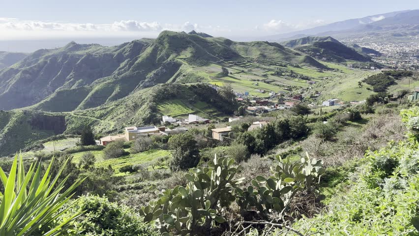 Winter View from Sendero Jardina over Anaga Mountains, La Laguna and Teide