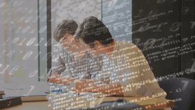 Animation of data processing over diverse students study together. Global education, learning and digital interface concept digitally generated video. - Powered by Shutterstock - Get 15% off with code: PIKWIZARD15