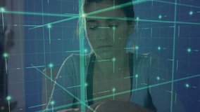 Animation of network of connections over businessman in office. Global business and technology concept. - Powered by Shutterstock - Get 15% off with code: PIKWIZARD15